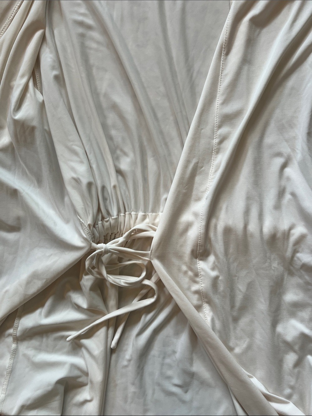 Josie Cream Wrap Robe with Tie Waist - Picture 3 of 9